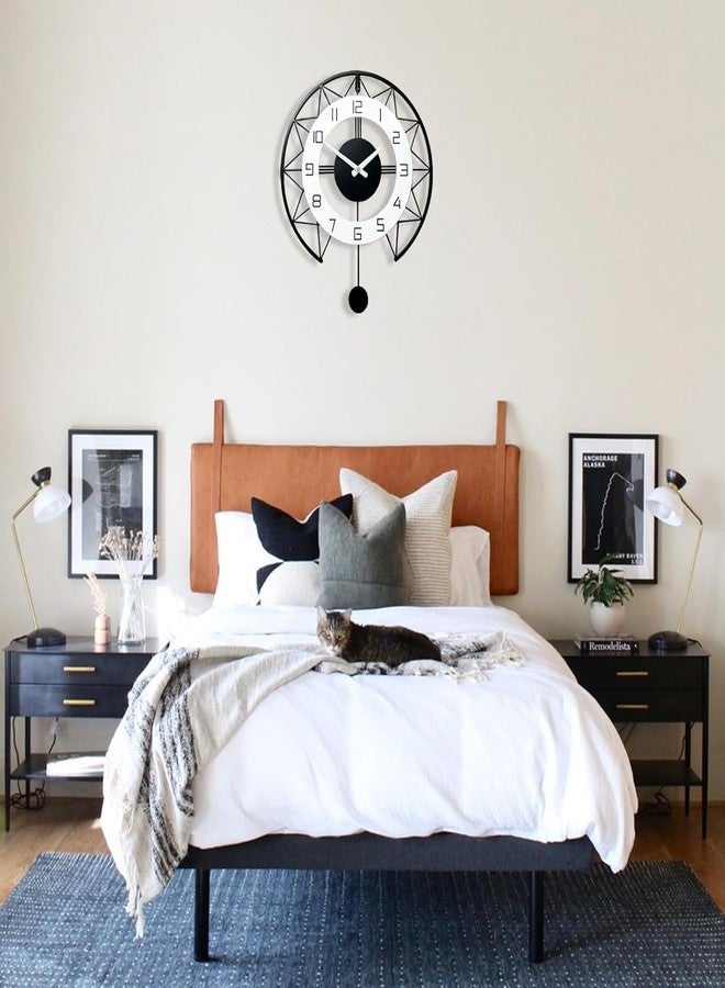 AVVIC MART Designer Metal Wall Clock for Living Room | Latest Antique Stylish Fancy Decorative Big Size Wall Watch for Bedroom, Office, Kitchen, Dining, Hall and Decor (Black(ST-28), 40CM) - Image 4